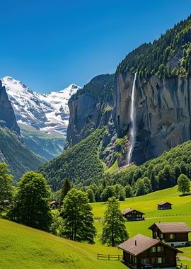 Waterfall in Lauterbrunnen Valley