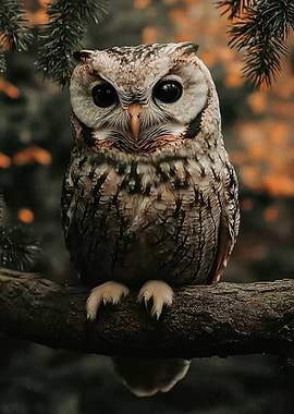 Close-up of an owl on a branch