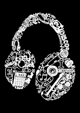 Headphones made of music icons