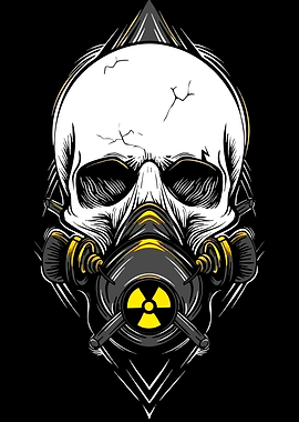 Skull with Gas Mask and Radiation Symbol