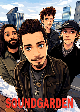 Soundgarden Band Cartoon Style Illustration
