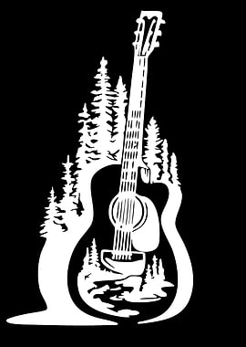 Guitar with Forest Landscape