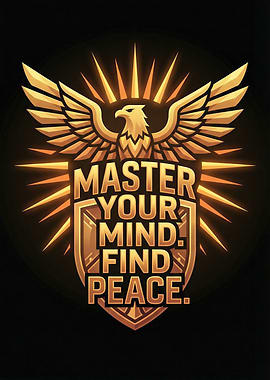 Golden Eagle Shield with Inspirational Text