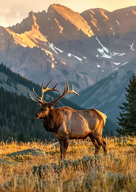 Majestic Elk in Mountain Landscape