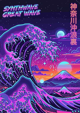 Synthwave Great Wave