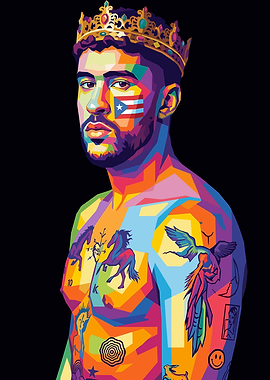 Bad Bunny Flag Pop Art Portrait
