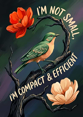 Bird on a branch with flowers