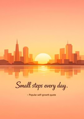 Cityscape at Sunset with Inspirational Quote