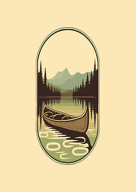 Canoe on a serene lake