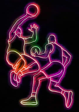 Neon Basketball Players