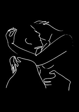 Minimalist Couple Embrace Line Art