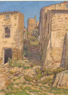 Ruined Village with Castle Tower