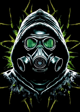 Figure in Gas Mask and Hood