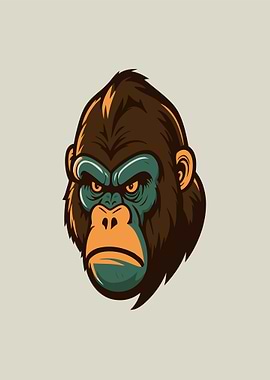 Angry Gorilla Head Illustration