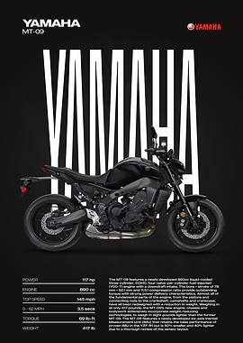Yamaha MT-09 Motorcycle Poster