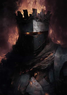 Dark Knight with Fiery Crown
