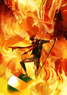 Anime character in flames