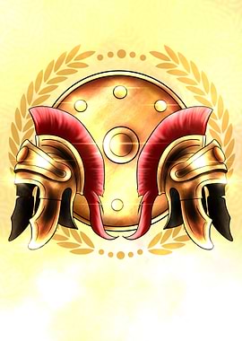 Spartan Helmets and Shield Emblem