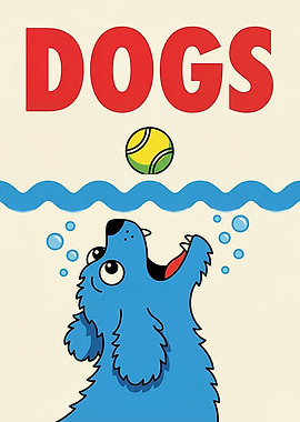 Blue Dog Catching Ball