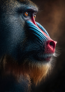 Close-up of a Mandrill's Face