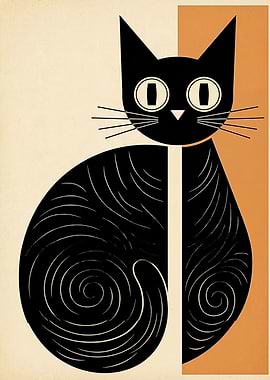 Stylized Black Cat Illustration