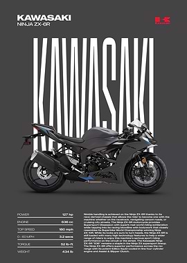 Kawasaki Ninja ZX-6R Motorcycle Poster