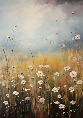 Vintage Field of Daisies