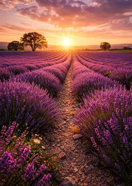 Lavender Field at Sunset