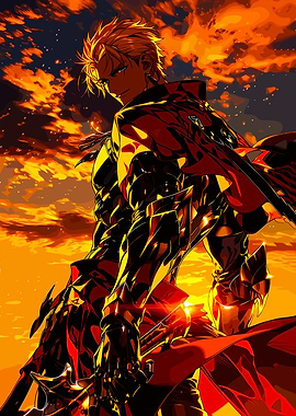 Fiery Warrior in Armor