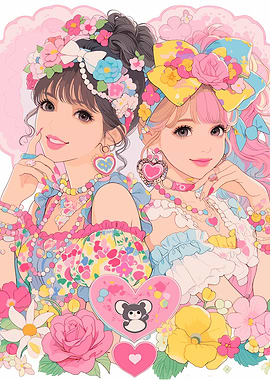 Two Cute Anime Girls with Flowers