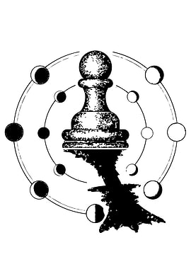 Chess Pawn with Lunar Phases