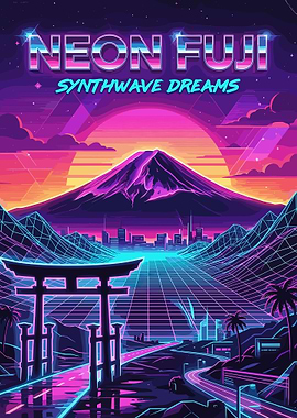 Neon Fuji Synthwave Dreams