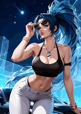 Leona Heidern in Sunglasses by a Car
