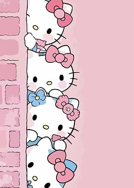 Cute Hello Kitty Characters Peeking