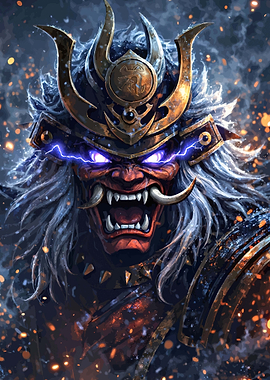 Fierce Samurai Warrior with Glowing Eyes