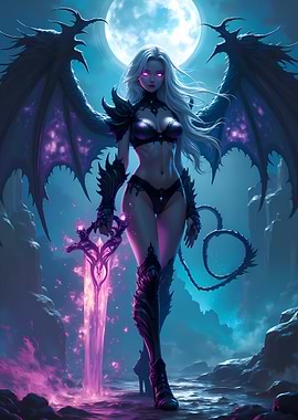 Demonic Warrior with Glowing Sword