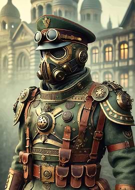 Steampunk Soldier with Gas Mask