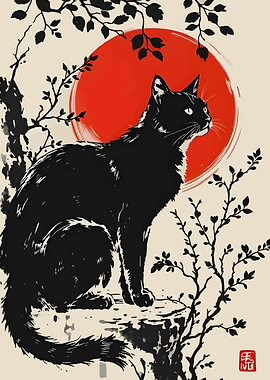 Black Cat and Red Sun