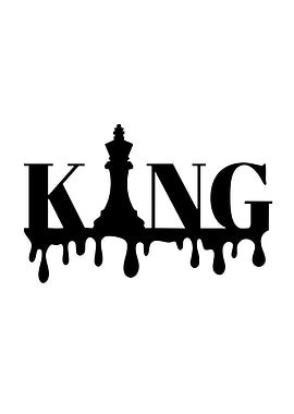 King Chess Piece Drip Text Art