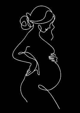 Pregnant Woman Line Art