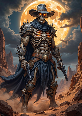 Undead Cowboy Skeleton with Guns