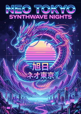 Neo Tokyo Synthwave Dragon