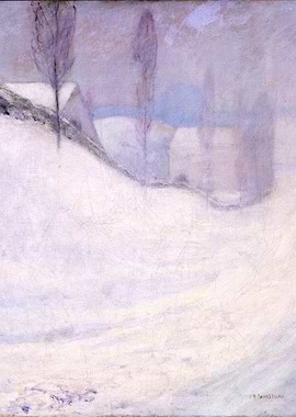 Misty Winter Landscape with Houses