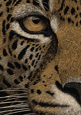 Close-up of a Jaguar's Eye and Fur