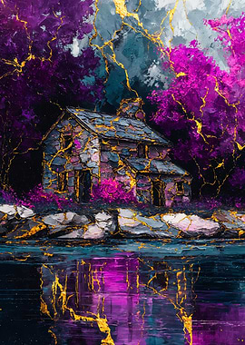 Stone Cottage With Golden Cracks