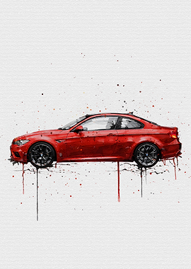 Watercolor BMW M3 E92 Melbourne Red