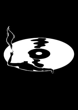 Man Smoking on a Vinyl Record