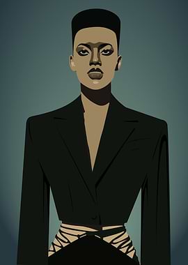 Fashionable Woman in Black Blazer