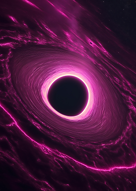Vibrant Pink Black Hole in Space