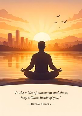 Man Meditating at Sunrise